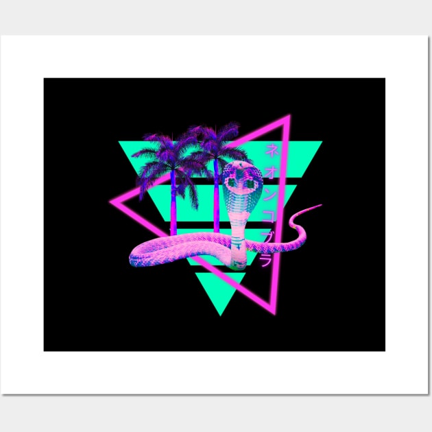 Neon Cobra Vaporwave Synthwave Aesthetic Wall Art by Shirt Vibin